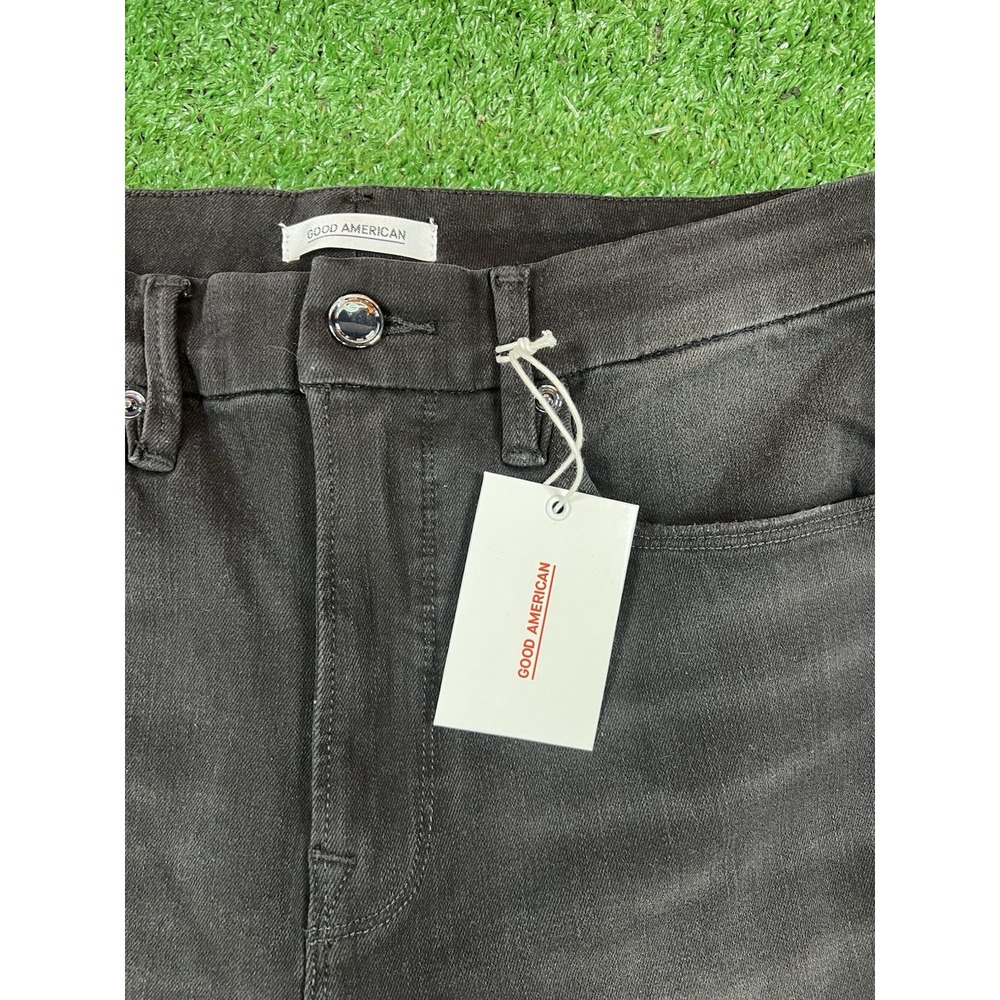 NWT Good American Jeans Womens 8 Black Skinny Good Legs Stretch Distressed Denim - Picture 3 of 9